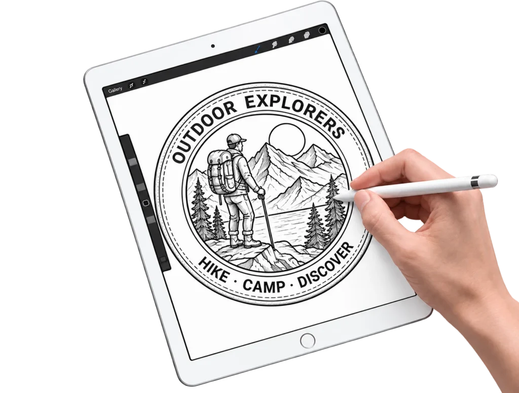 Adventure Patch Sketch on Tablet