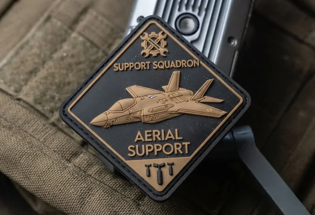 Custom Military Jet PVC Patch, Aerial Support Squadron Insignia